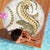 Gold Maori Tuatara Beach Blanket Luxury Pastel Pattern