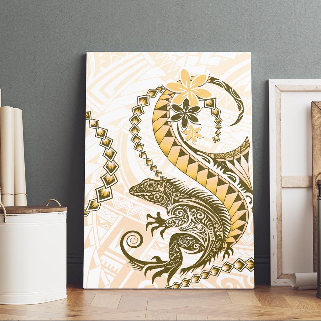 Gold Maori Tuatara Canvas Wall Art Luxury Pastel Pattern