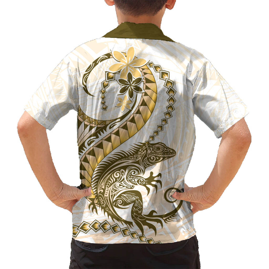 Gold Maori Tuatara Family Matching Tank Maxi Dress and Hawaiian Shirt Luxury Pastel Pattern