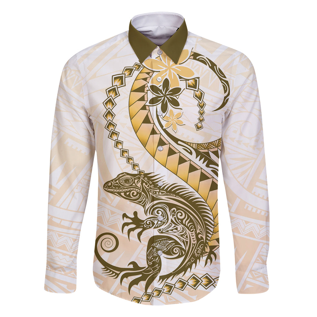 Gold Maori Tuatara Family Matching Tank Maxi Dress and Hawaiian Shirt Luxury Pastel Pattern