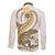 Gold Maori Tuatara Long Sleeve Button Shirt Luxury Pastel Pattern