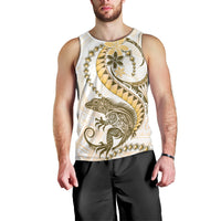 Gold Maori Tuatara Men Tank Top Luxury Pastel Pattern