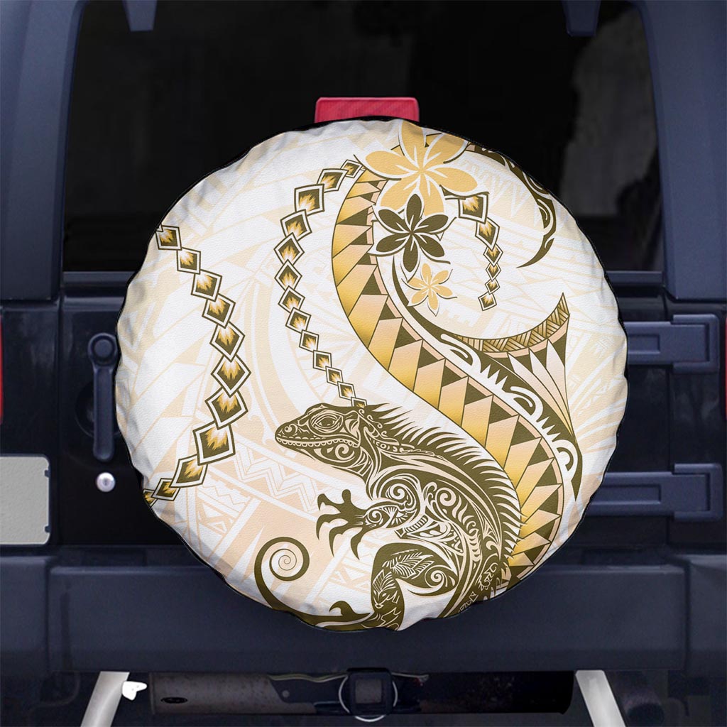 Gold Maori Tuatara Spare Tire Cover Luxury Pastel Pattern