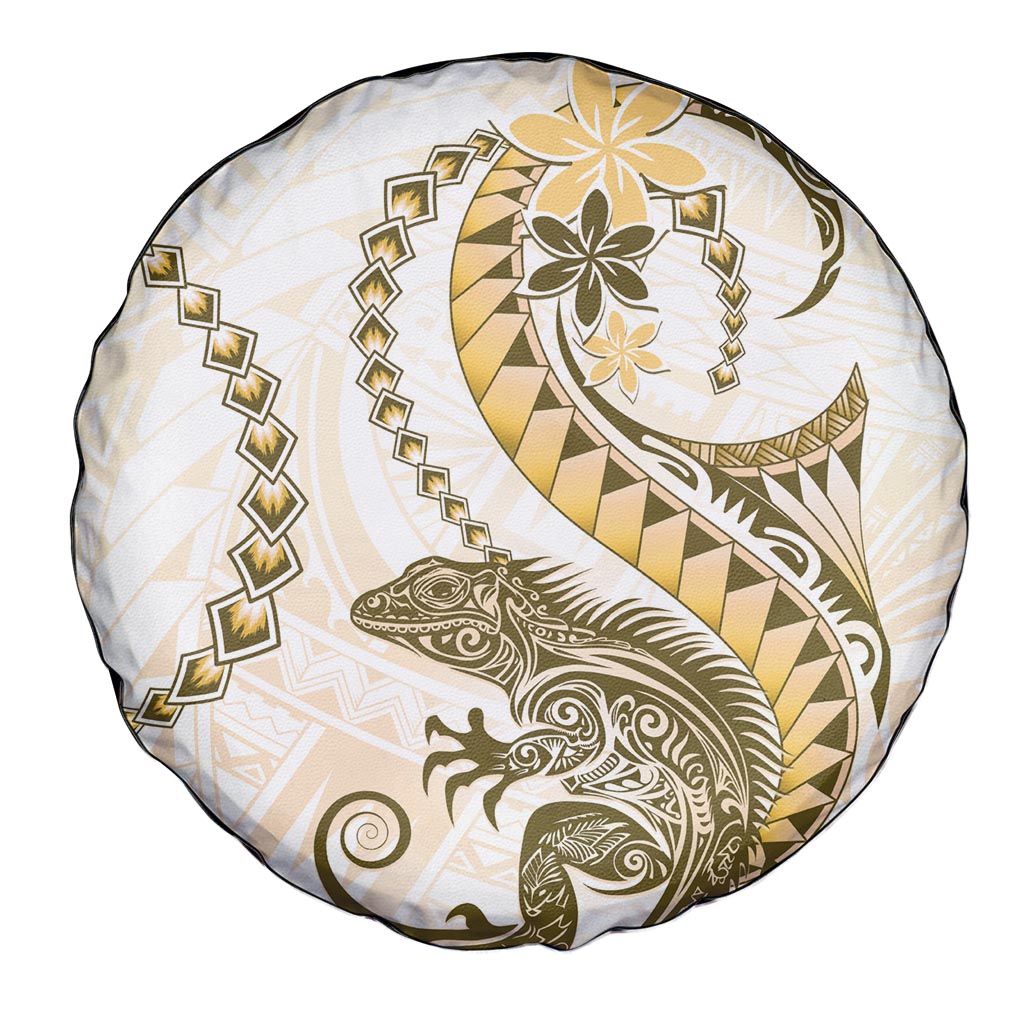 Gold Maori Tuatara Spare Tire Cover Luxury Pastel Pattern