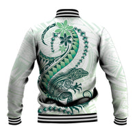 Green Maori Tuatara Baseball Jacket Luxury Pastel Pattern