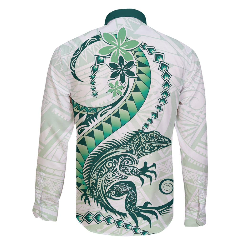 Green Maori Tuatara Family Matching Mermaid Dress and Hawaiian Shirt Luxury Pastel Pattern LT01 - Polynesian Pride