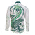 Green Maori Tuatara Long Sleeve Button Shirt Luxury Pastel Pattern