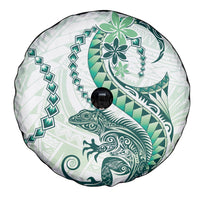 Green Maori Tuatara Spare Tire Cover Luxury Pastel Pattern