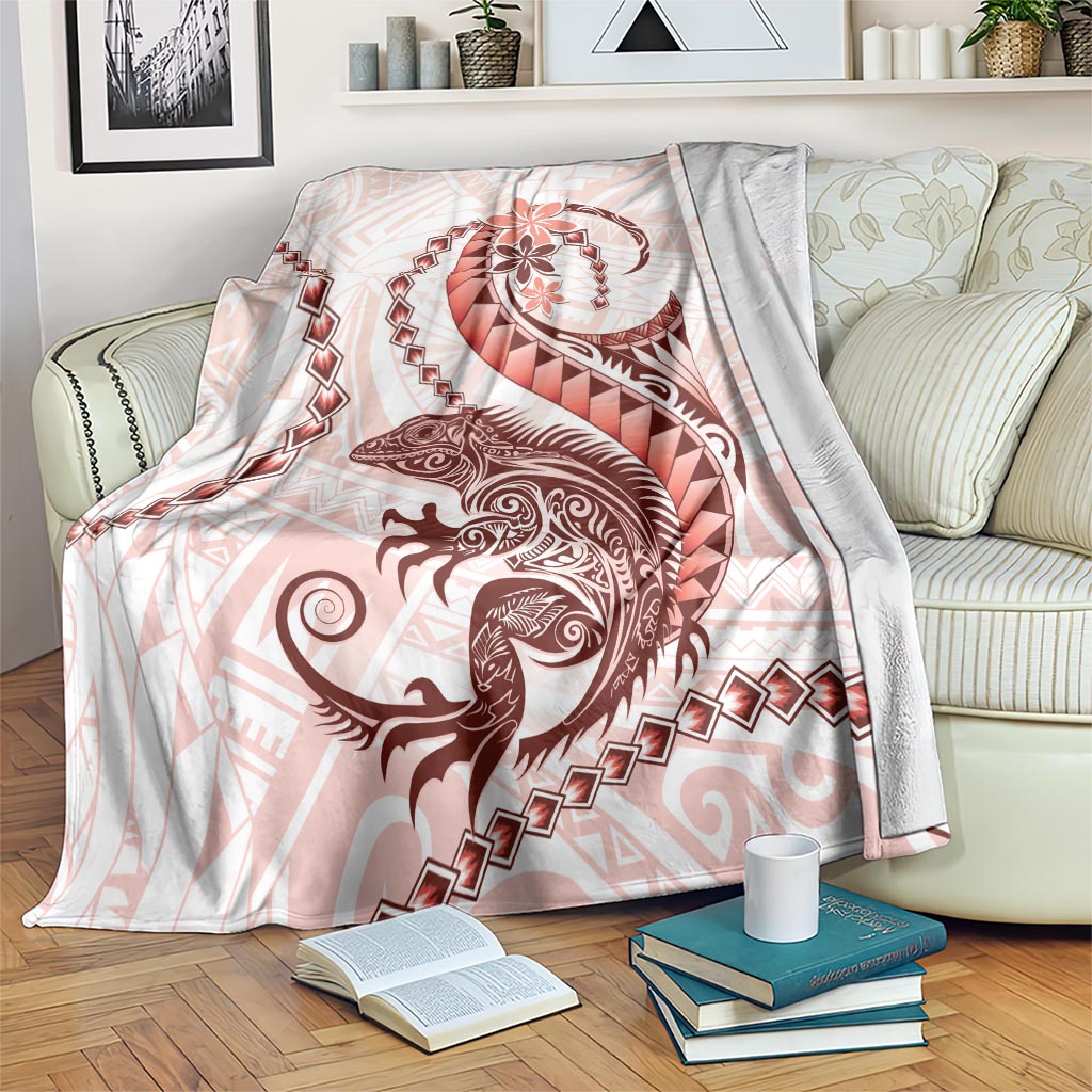 Red Maori Tuatara Blanket Luxury Pastel Pattern LT01 Red - Polynesian Pride