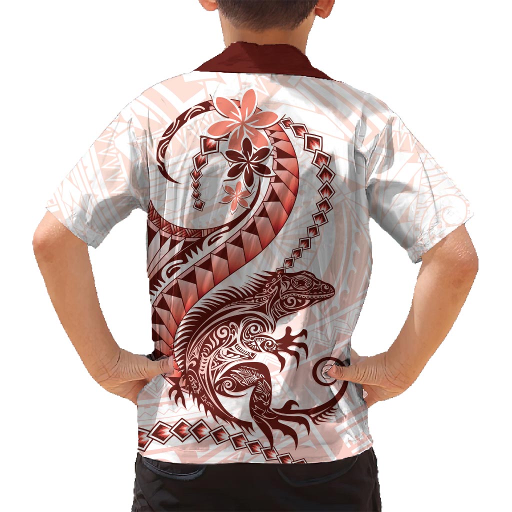 Red Maori Tuatara Family Matching Off Shoulder Maxi Dress and Hawaiian Shirt Luxury Pastel Pattern