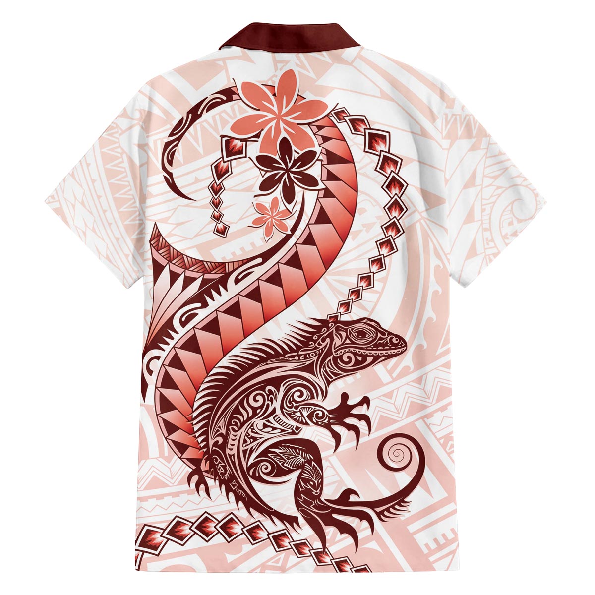Red Maori Tuatara Family Matching Puletasi and Hawaiian Shirt Luxury Pastel Pattern LT01 - Polynesian Pride