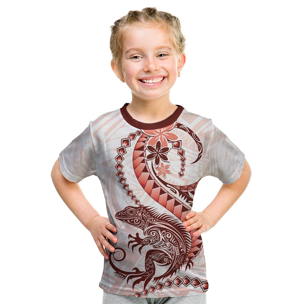 Red Maori Tuatara Kid T Shirt Luxury Pastel Pattern