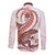 Red Maori Tuatara Long Sleeve Button Shirt Luxury Pastel Pattern