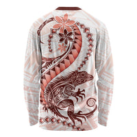 Red Maori Tuatara Long Sleeve Shirt Luxury Pastel Pattern LT01 - Polynesian Pride