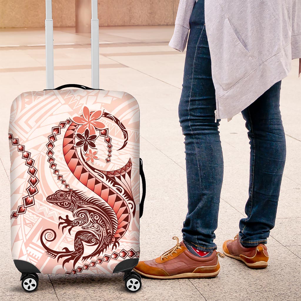 Red Maori Tuatara Luggage Cover Luxury Pastel Pattern LT01 Red - Polynesian Pride