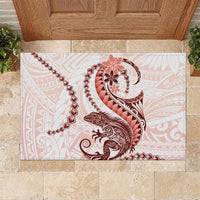 Red Maori Tuatara Rubber Doormat Luxury Pastel Pattern