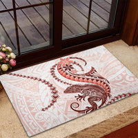 Red Maori Tuatara Rubber Doormat Luxury Pastel Pattern