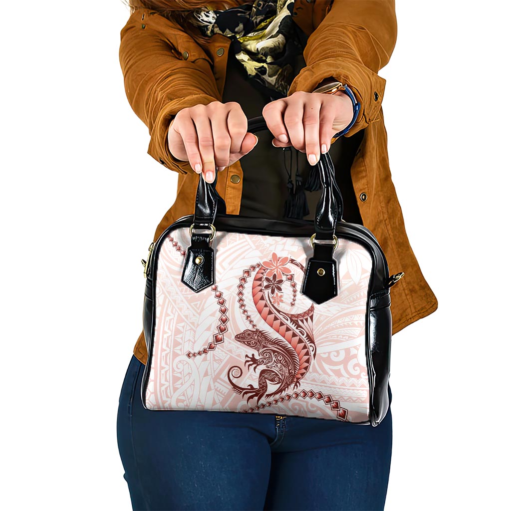 Red Maori Tuatara Shoulder Handbag Luxury Pastel Pattern LT01 One Size Red - Polynesian Pride