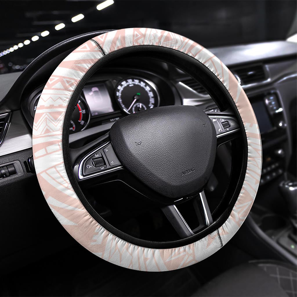 Red Maori Tuatara Steering Wheel Cover Luxury Pastel Pattern LT01 Universal Fit Red - Polynesian Pride