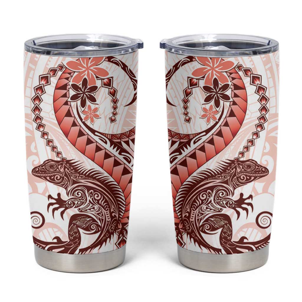 Red Maori Tuatara Tumbler Cup Luxury Pastel Pattern LT01 Red - Polynesian Pride