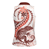 Red Maori Tuatara Women Sleeveless Polo Shirt Luxury Pastel Pattern