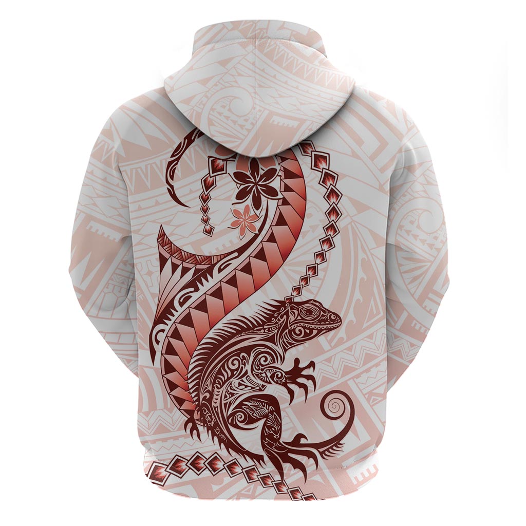 Red Maori Tuatara Zip Hoodie Luxury Pastel Pattern