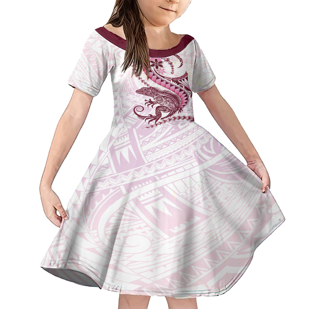 Pink Maori Tuatara Family Matching Tank Maxi Dress and Hawaiian Shirt Luxury Pastel Pattern