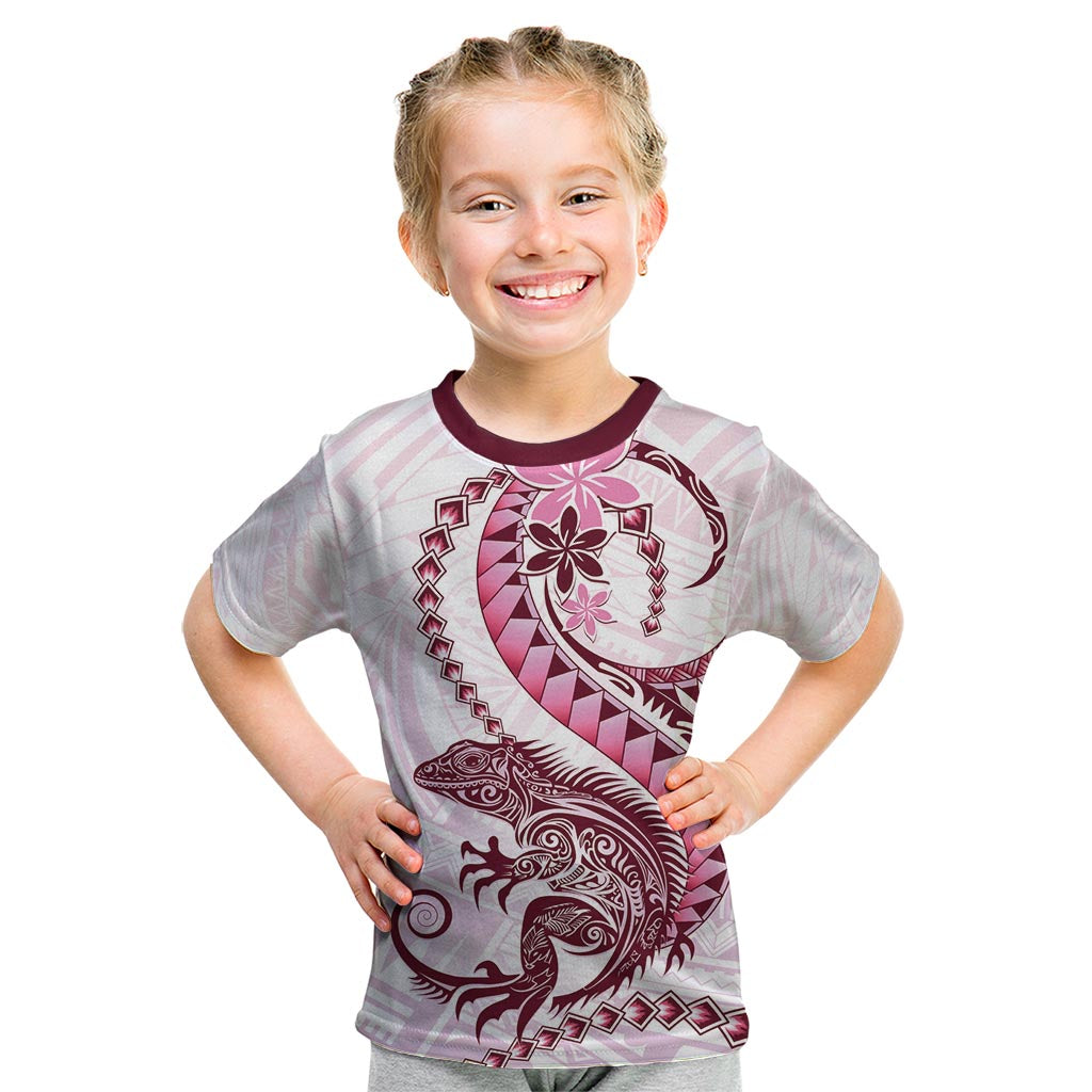 Pink Maori Tuatara Kid T Shirt Luxury Pastel Pattern