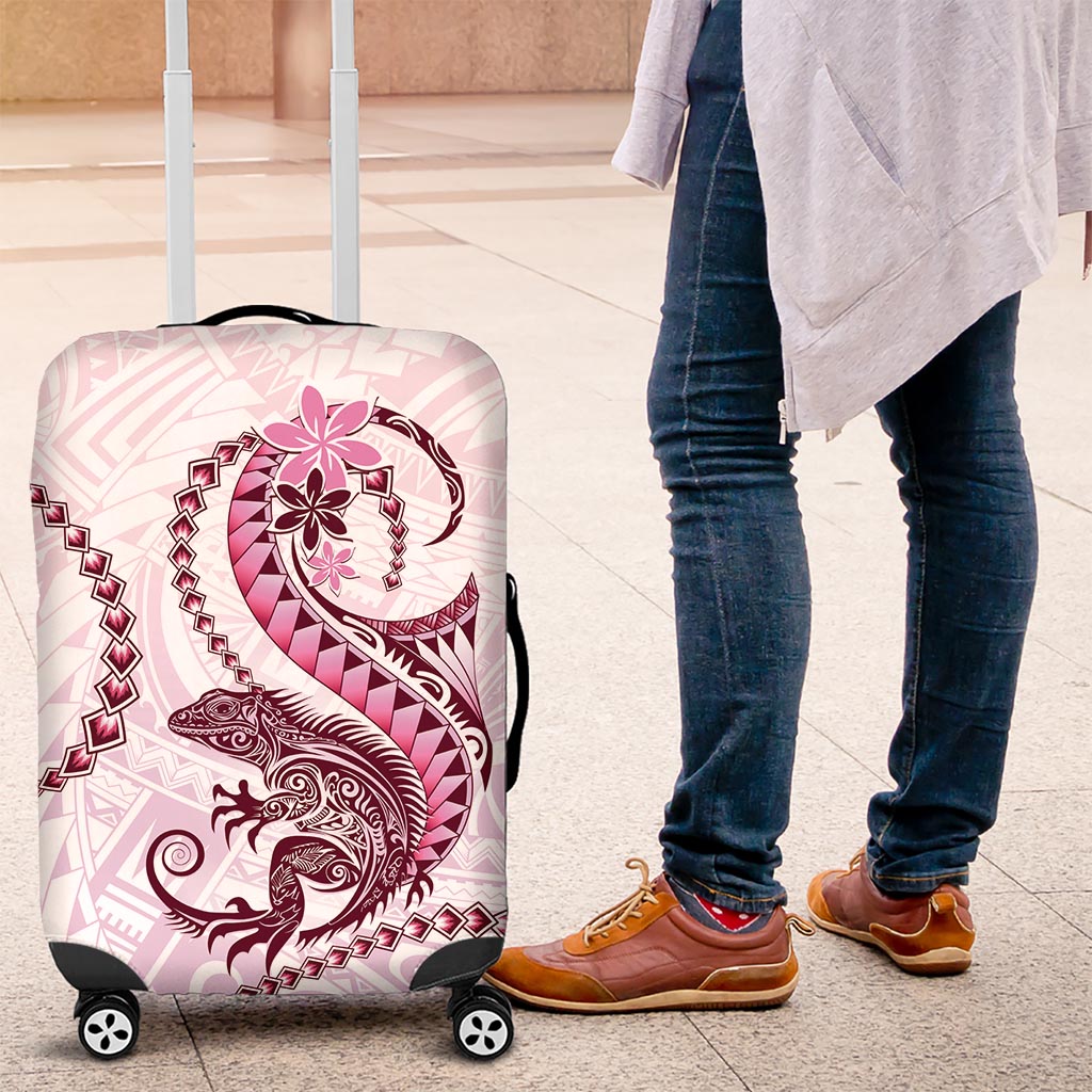 Pink Maori Tuatara Luggage Cover Luxury Pastel Pattern LT01 Pink - Polynesian Pride
