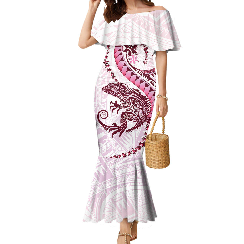Pink Maori Tuatara Mermaid Dress Luxury Pastel Pattern LT01 Women Pink - Polynesian Pride