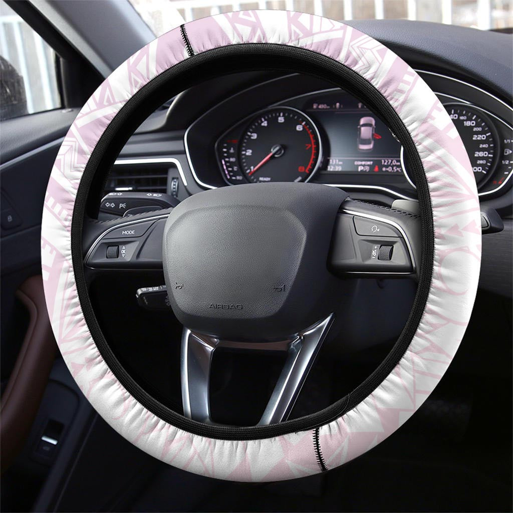 Pink Maori Tuatara Steering Wheel Cover Luxury Pastel Pattern
