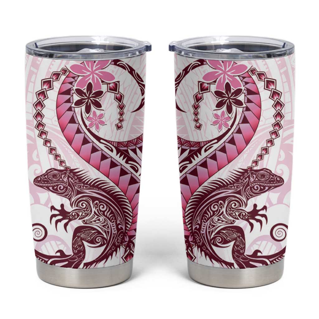 Pink Maori Tuatara Tumbler Cup Luxury Pastel Pattern LT01 Pink - Polynesian Pride