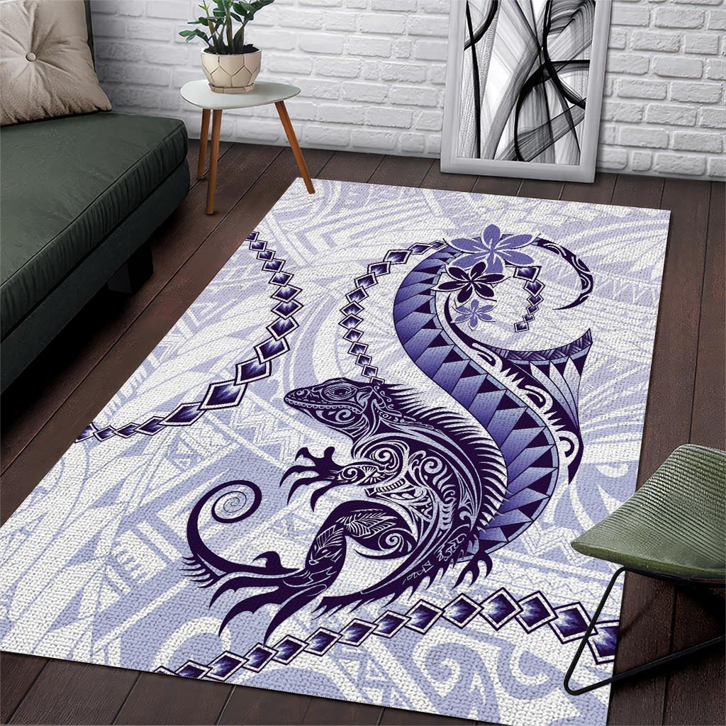 Purple Maori Tuatara Area Rug Luxury Pastel Pattern LT01 Purple - Polynesian Pride
