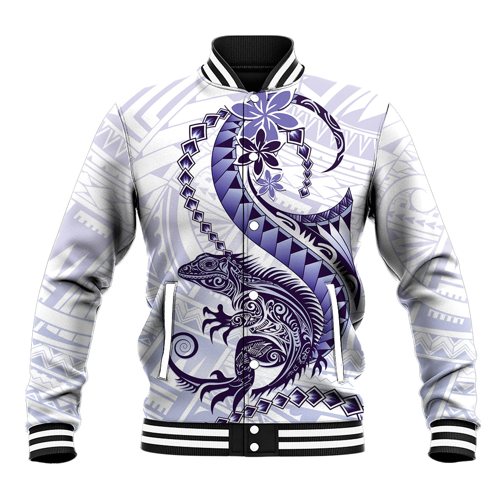 Purple Maori Tuatara Baseball Jacket Luxury Pastel Pattern LT01 Unisex Purple - Polynesian Pride