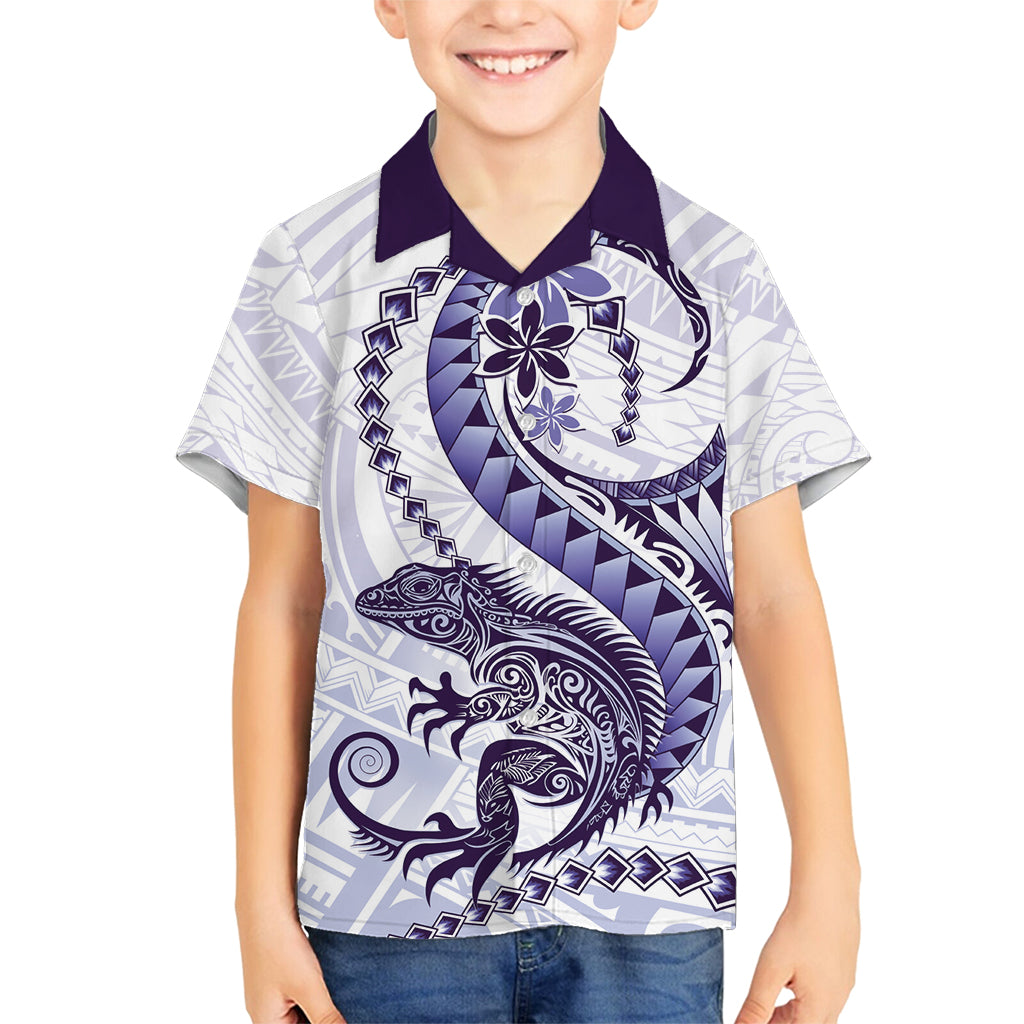 Purple Maori Tuatara Family Matching Long Sleeve Bodycon Dress and Hawaiian Shirt Luxury Pastel Pattern LT01 Son's Shirt Purple - Polynesian Pride