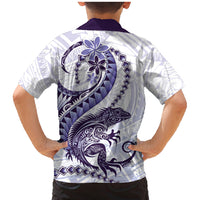 Purple Maori Tuatara Family Matching Mermaid Dress and Hawaiian Shirt Luxury Pastel Pattern