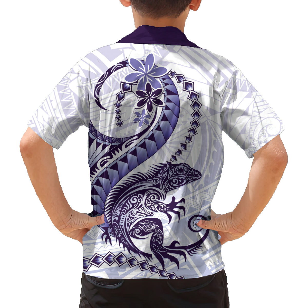 Purple Maori Tuatara Family Matching Off The Shoulder Long Sleeve Dress and Hawaiian Shirt Luxury Pastel Pattern LT01 - Polynesian Pride