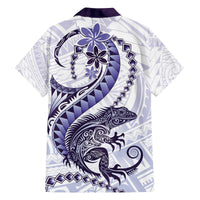 Purple Maori Tuatara Family Matching Off The Shoulder Long Sleeve Dress and Hawaiian Shirt Luxury Pastel Pattern LT01 - Polynesian Pride