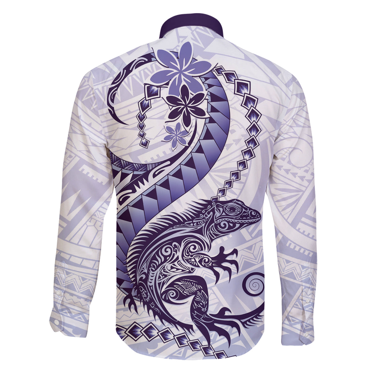 Purple Maori Tuatara Family Matching Off The Shoulder Long Sleeve Dress and Hawaiian Shirt Luxury Pastel Pattern LT01 - Polynesian Pride