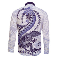 Purple Maori Tuatara Family Matching Off The Shoulder Long Sleeve Dress and Hawaiian Shirt Luxury Pastel Pattern LT01 - Polynesian Pride