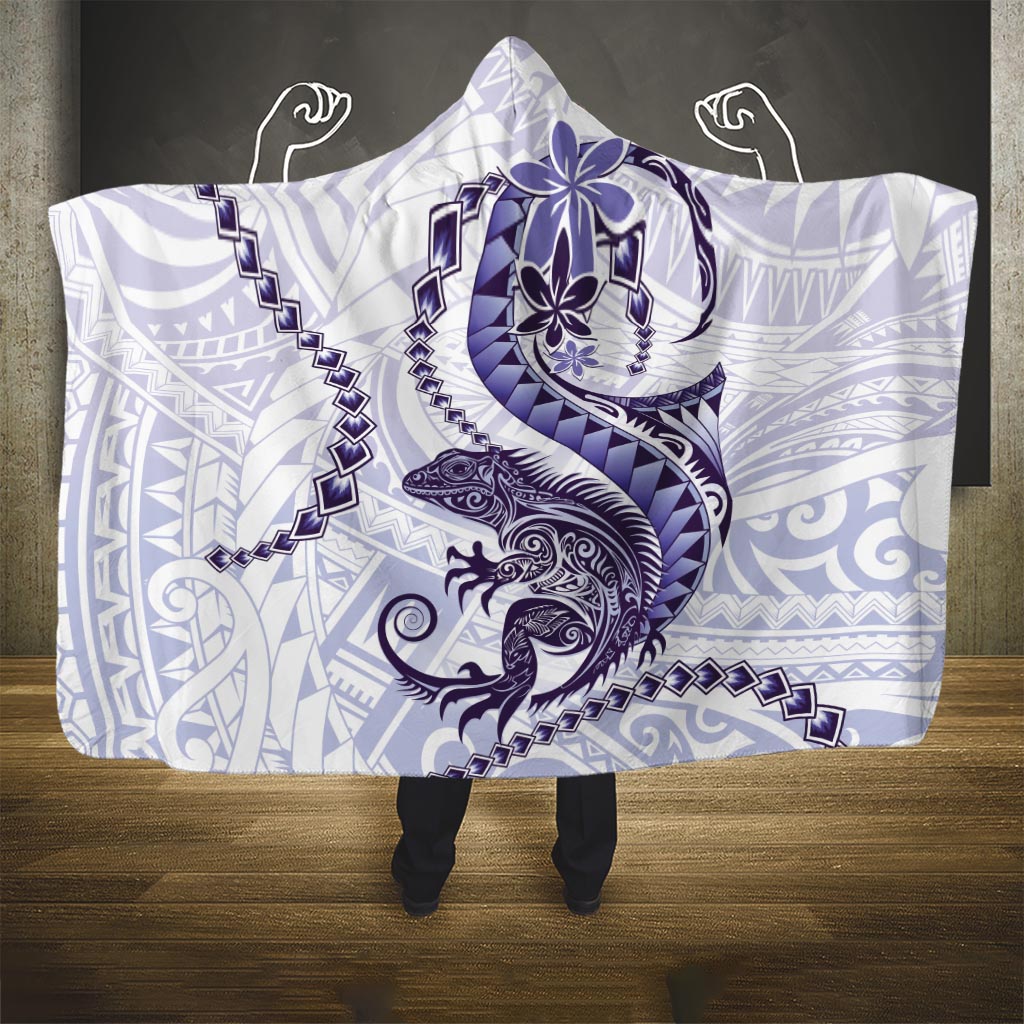 Purple Maori Tuatara Hooded Blanket Luxury Pastel Pattern LT01 One Size Purple - Polynesian Pride