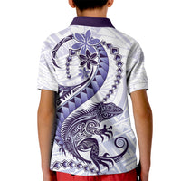 Purple Maori Tuatara Kid Polo Shirt Luxury Pastel Pattern