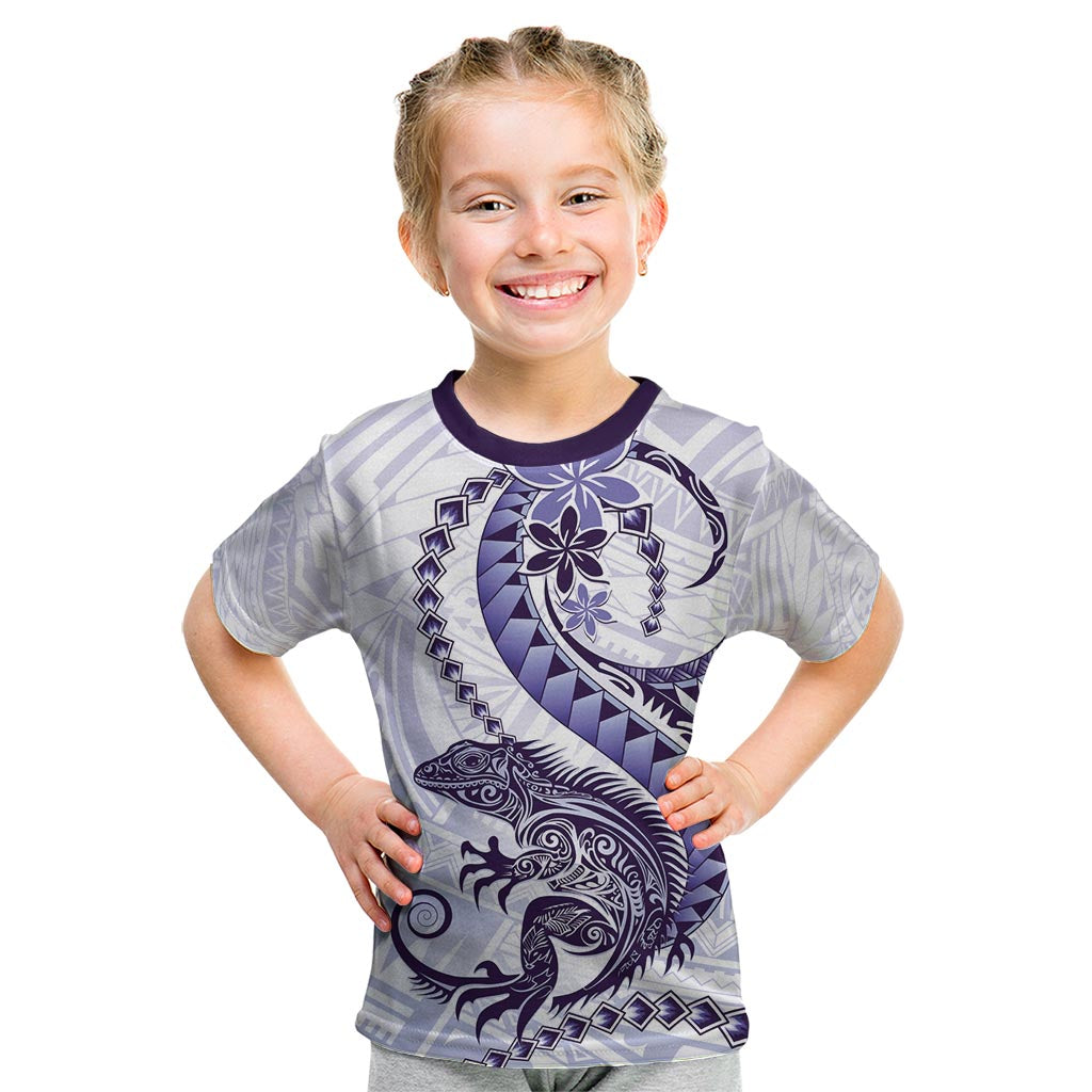 Purple Maori Tuatara Kid T Shirt Luxury Pastel Pattern