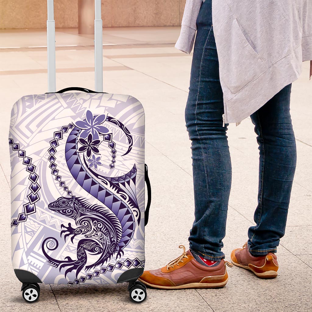 Purple Maori Tuatara Luggage Cover Luxury Pastel Pattern LT01 Purple - Polynesian Pride
