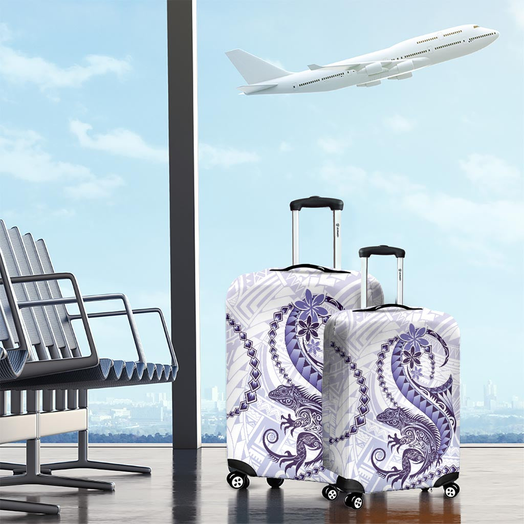 Purple Maori Tuatara Luggage Cover Luxury Pastel Pattern