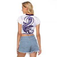 Purple Maori Tuatara Raglan Cropped T Shirt Luxury Pastel Pattern