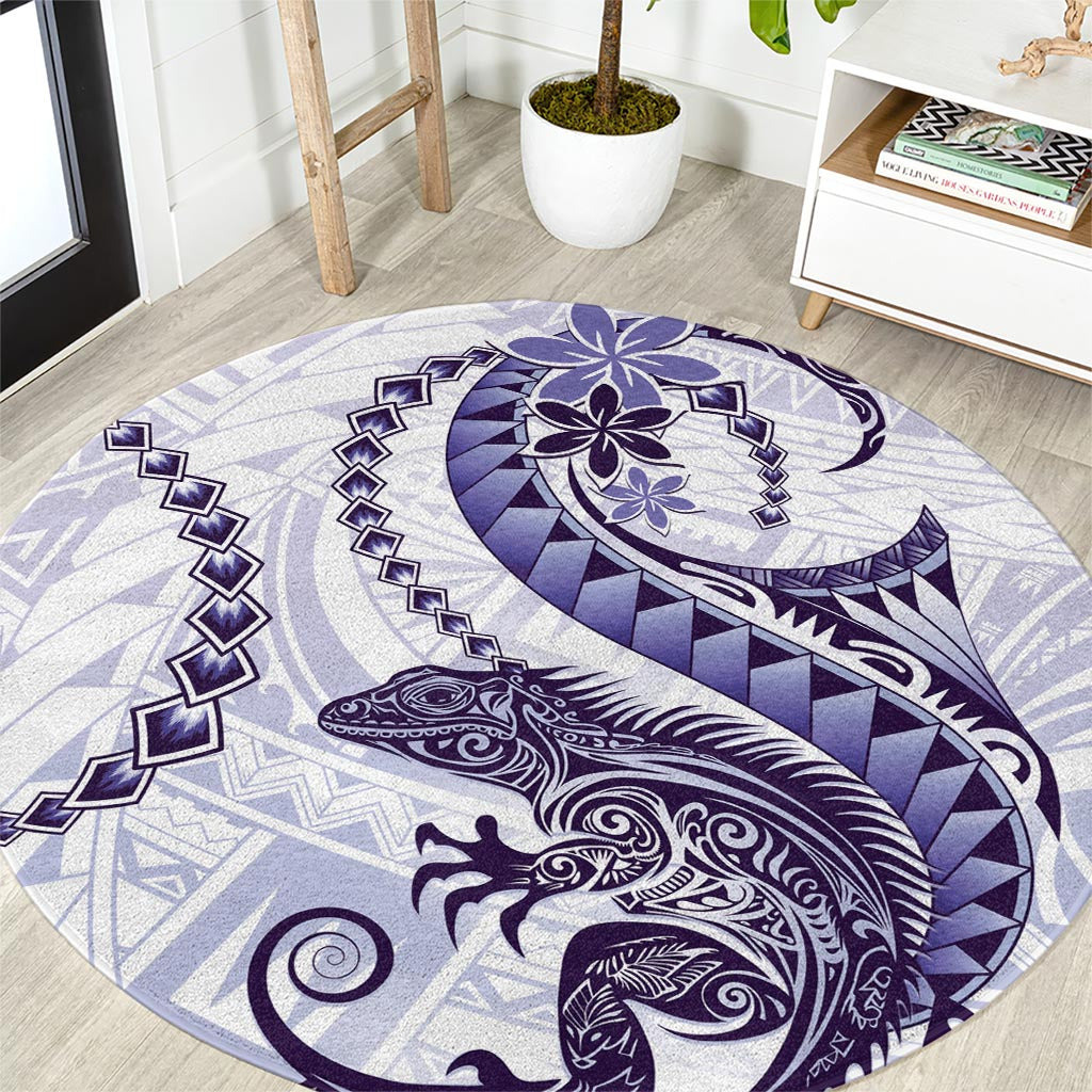 Purple Maori Tuatara Round Carpet Luxury Pastel Pattern LT01 Purple - Polynesian Pride