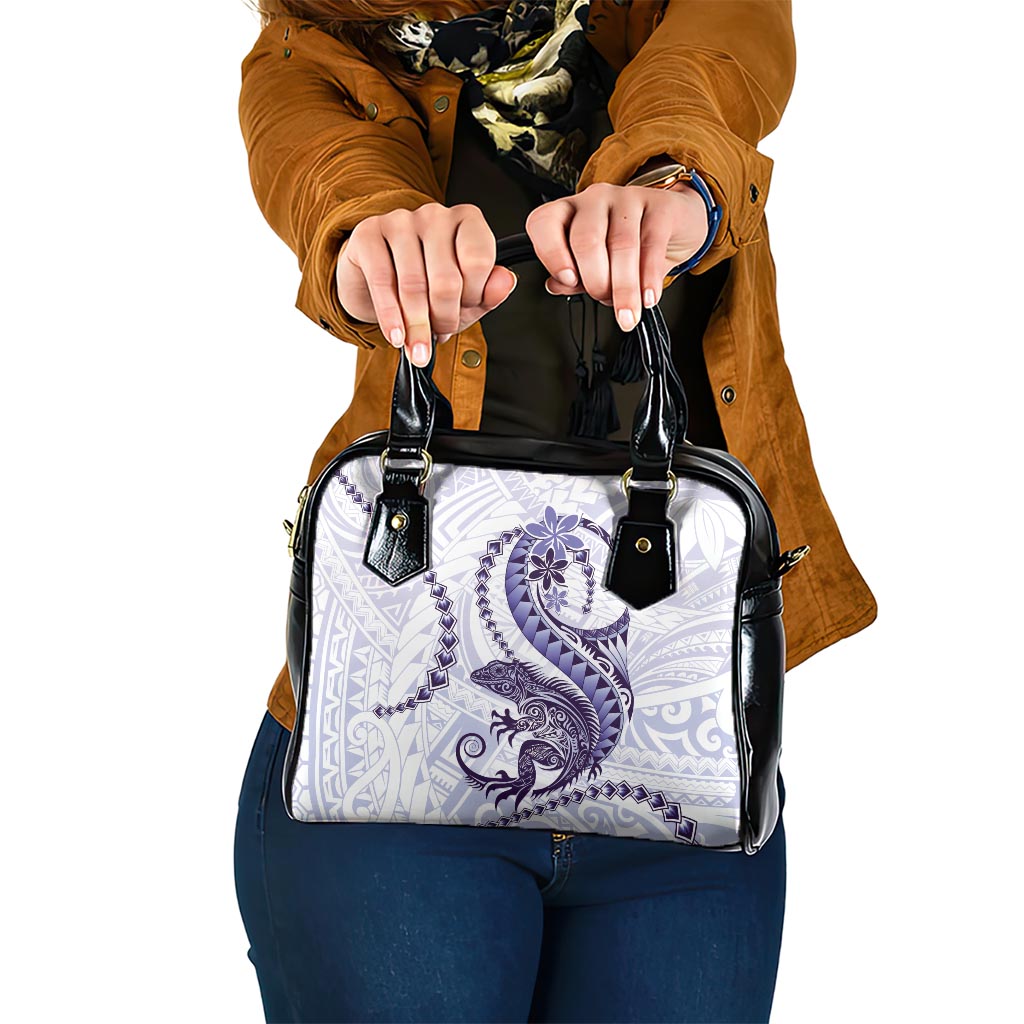 Purple Maori Tuatara Shoulder Handbag Luxury Pastel Pattern LT01 One Size Purple - Polynesian Pride
