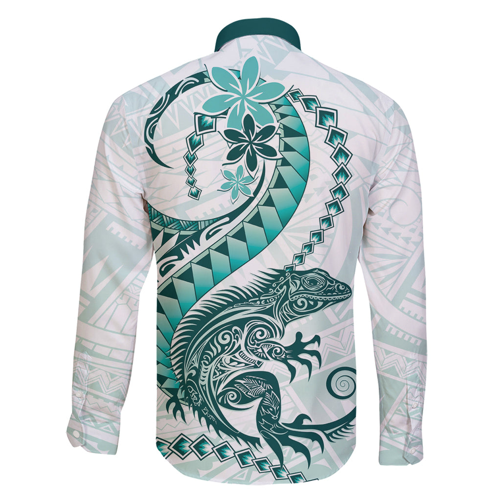 Teal Maori Tuatara Family Matching Mermaid Dress and Hawaiian Shirt Luxury Pastel Pattern LT01 - Polynesian Pride