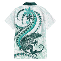 Teal Maori Tuatara Family Matching Puletasi and Hawaiian Shirt Luxury Pastel Pattern
